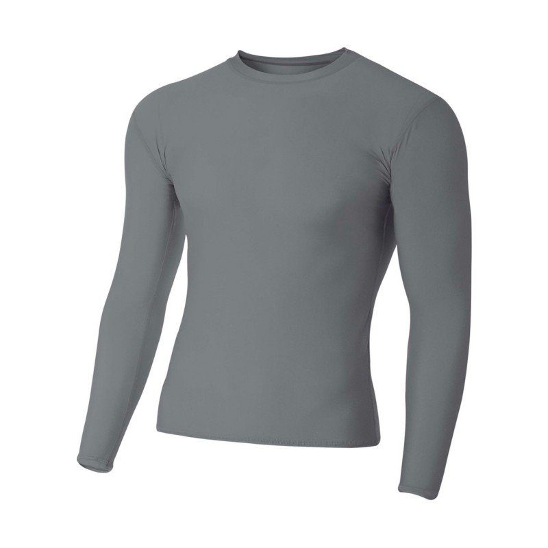 Men's Long Sleeve Compression Crew Shirt Colors Graphite Adult and ...